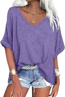 UNCLECAT womens oversized v neck t shirts for women,summer short sleeve shirts for women,loose casual tops
