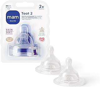 MAM Set of 2 Flat Ultra-Soft Silicone Teats for Baby Bottles 2+ Months