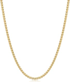 Fiusem 14K Gold Plated Wheat Chain Necklace for Men, 2/2.5/3/4/5mm Stainless Steel Necklace Chains for Men and Women 16-28 Inch