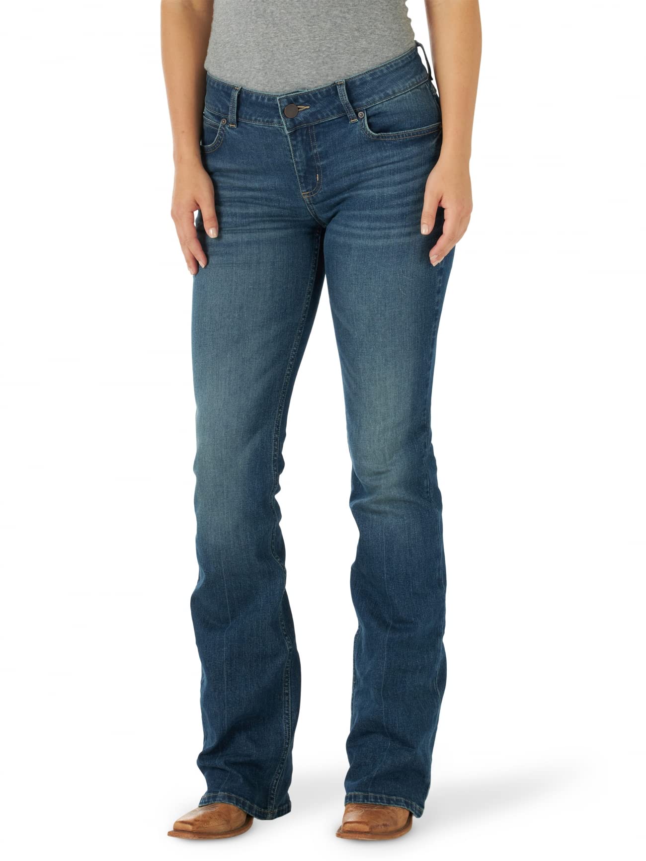 Wrangler Women's Western Plus Size Mid Rise Stretch Boot Cut Jean