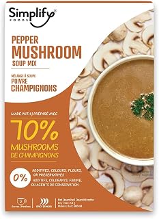 Simplify Foods Freeze-Dried, Instant Soup Mix Pepper Mushroom, Makes Multiple Servings, Ready to Serve, 40g