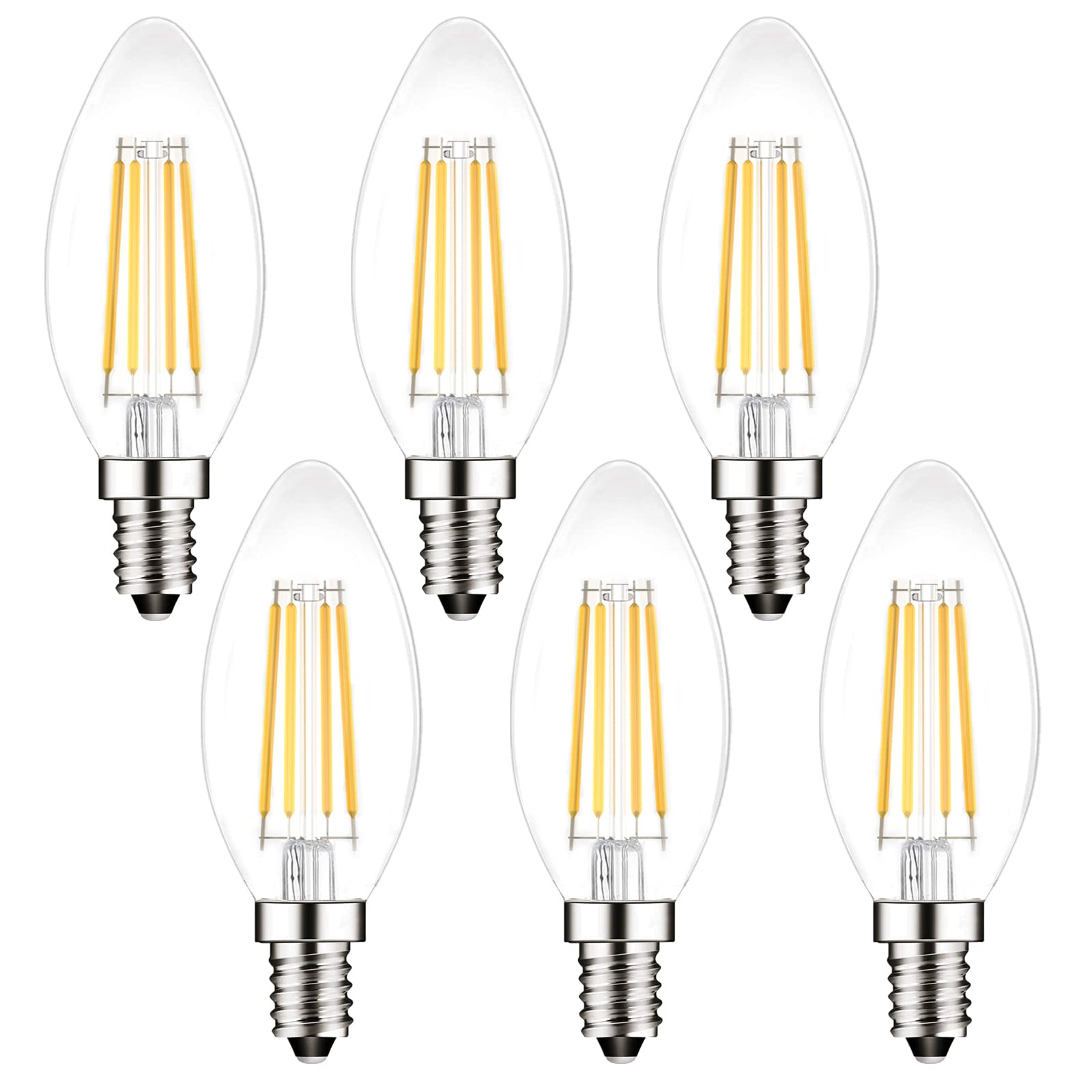 E14 Led Light Bulb,Equivalent 40W (4W LED), Warm White 2700K,Pack of 6 | 90% ene
