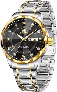 OLEVS Mens Watches Classic Silver Modern Watch Men Two Tone Stainless Steel Dress Business Casual Wristwatch Calendar Waterproof Blue White Black Dial Date