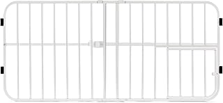 Carlson 22-38" Lil Tuffy Expandable Dog Gate with Small Pet Door, White | 18" Tall Step-Over Metal Pet Gate for Small Dogs & Puppies, Pressure Mounted for Doorways & Bottom of Stairs