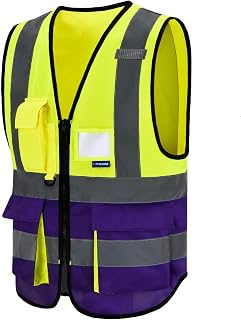 AYKRM Safety Vest Reflective High Visibility Workwear Vest Zipper Safety Work Vest Multi-pockets 21 Colors