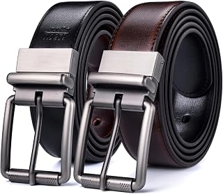 Mens Belt, 1.25" Reversible Belt, Gift for Men, Casual, Golf, Trousers, Shirts, One Back for 2 Sides with Roller Swivel Buckle