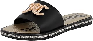 Juicy Couture Womens Slip On Sandals Glitter Bling Open Toe Sparkle Flats Summer Casual Dress Shoes