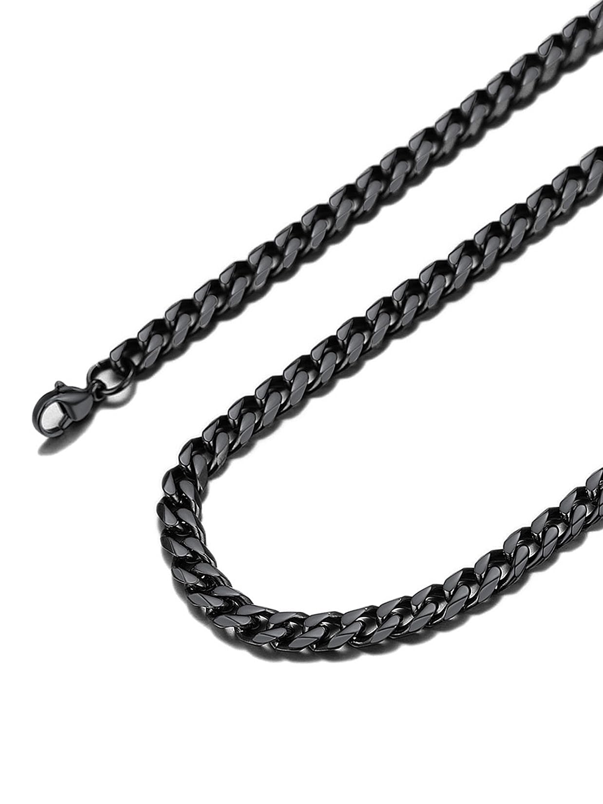 Suplight Cuban Link Chain for Men Women, 18K Gold Plated/Stainless Steel Black M