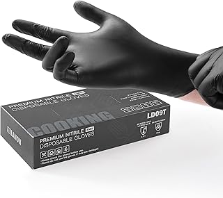 LANON 3 Mil Nitrile Gloves Size S, Black Disposable Gloves, Food Grade, Mechanical, Powder and Latex Free, Pack of 100