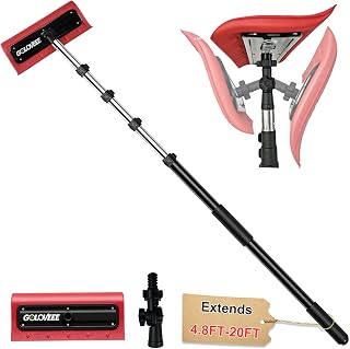 Telescoping Roof Rake for Snow Removal, 20FT Extendable Snow Rake, EVA Head | Extends 4.8ft-20ft, Lightweight Aluminum Pole, Non-Slip Grip, Scratch-Free for House Roof, Solar Panels, Cars Trucks & RVs