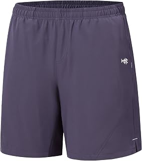 Bassdash FP06M Men's Breathable Sweat Shorts Fishing Shorts UPF 50+ Lightweight Water-Repellent Quick Drying Shorts for Hiking with Zip Pocket