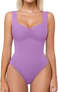 Avidlove Women's Sweetheart Neckline Ruched Body Suit Seamless Double Lining Tank Top Slimming