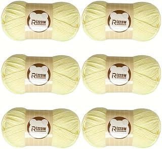 6 x 50g Soft Wool for Beginners - Light Yellow 16 - 50g / Roll for Crochet Clothes and Blankets Crochet Yarn, Handbags, Sweaters etc