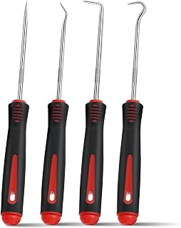 GUIOEIE 4-Piece Pick Set Mechanic, Automotive Hook and Pick Set with Soft Grip &amp; Non-Slip Shaft, Precision Pick Tool &amp; O Ring Pick for Oil Seal, Gasket, Electronics Repair Hose Repair Kits