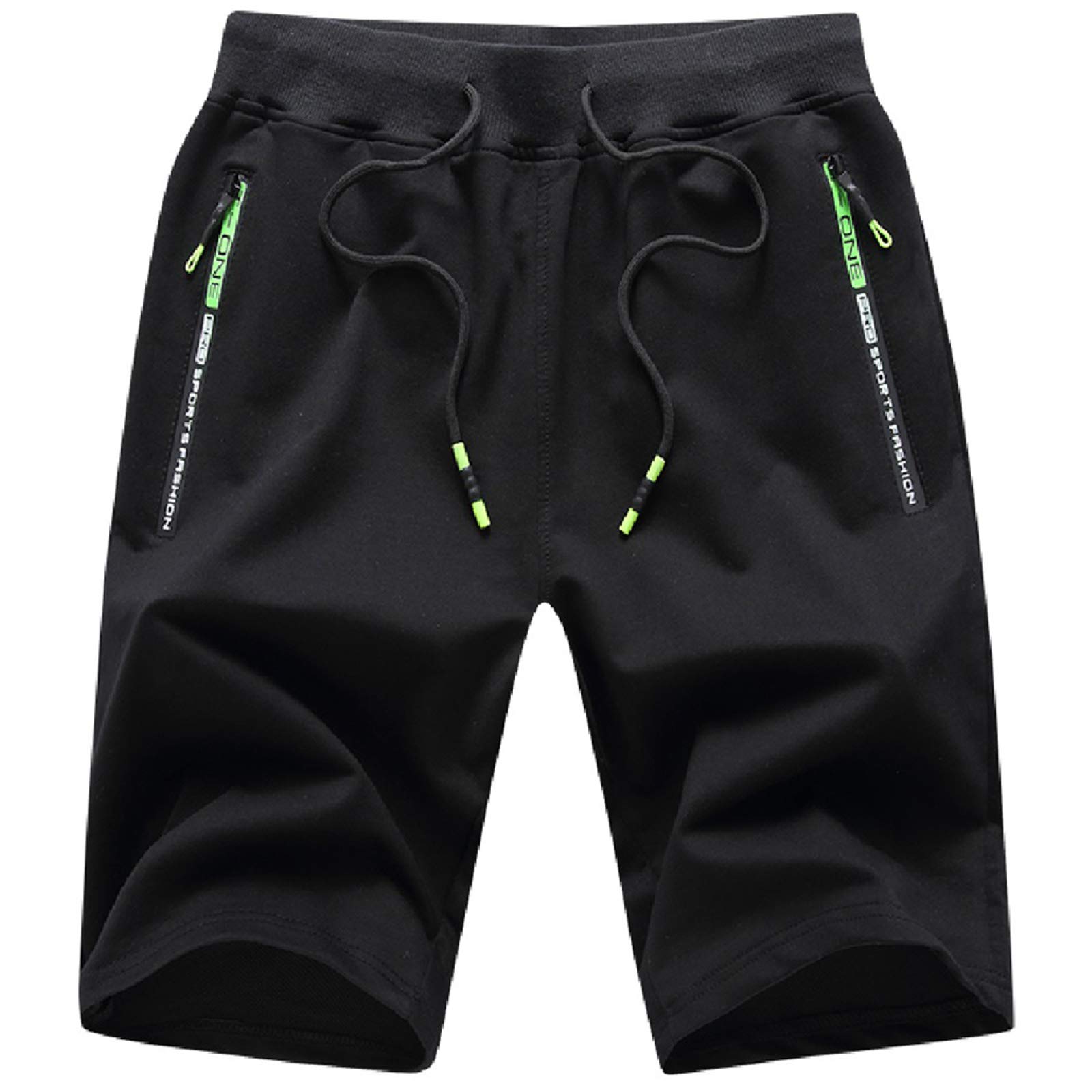 JustSun Mens Shorts Casual Sports with Elastic Waist Zipper Pockets