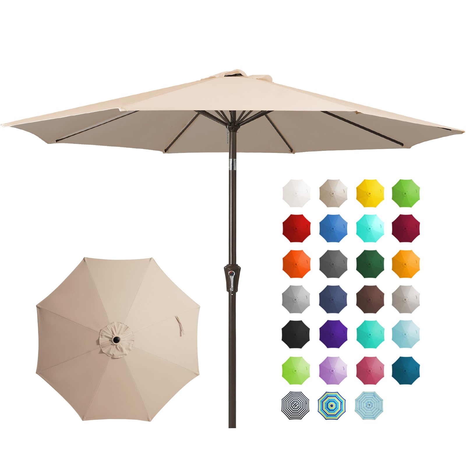 JEAREY 9FT Outdoor Patio Umbrella, Market Umbrella, Beige | Outdoor Table Umbrel