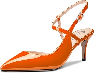 Castamere Women's Medium Pointed Toe Kittens Heel Ankle Strap Pumps Slingback Dress Sandals Buckle Office Shoes 6.5 cm Heels