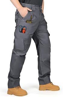 IGOLUMON Men's Work Trousers Cargo Trousers Tactical Trousers with Multi Pocket Trousers for Casual Camping Hiking