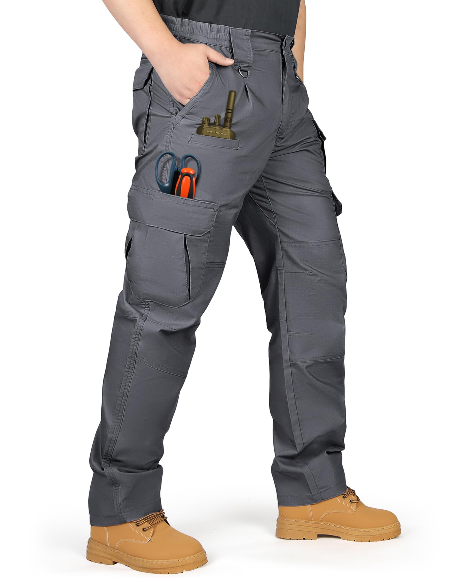 IGOLUMON Men's Work Trousers Cargo Trousers Tactical Trousers with Multi Pocket 