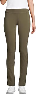 Lands' End - Pantaloni da donna a vita media, con elastico in vita, Muschio foresta, Medium Petite