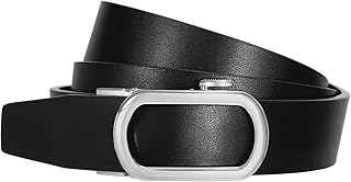 SUOSDEY Women Ratchet Leather Belt for Jeans Pants with Gold/Silver Sliding Buckle, Automatic Ladies Dress Belt 1.2” Width