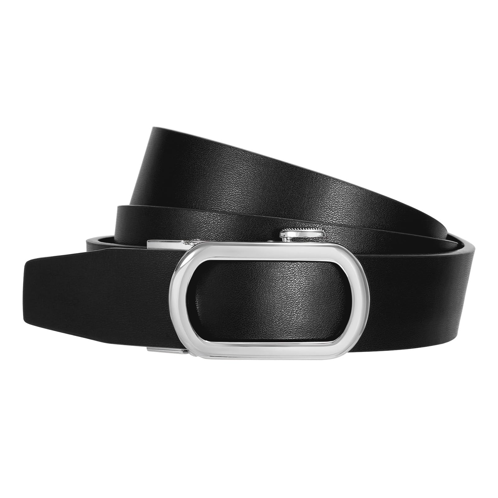 SUOSDEY Women Ratchet Leather Belt for Jeans Pants with Gold/Silver Sliding Buck
