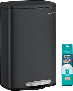 SONGMICS 50L Ink Black Kitchen Bin, Easy-Clean Steel, Soft-Close Lid