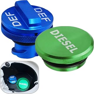 Diesel Fuel Cap for Dodge Ram, Aluminum Factory Combo Pack - Magnetic Diesel Fuel Cap &amp; DEF Cap for RAM 1500 2500 3500 Trucks (2013-2019)