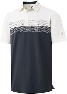 M MAELREG Golf Shirts for Men Dry Fit Performance Chest Print Color Block Moisture Wicking Casual Short Sleeve Polo Shirts