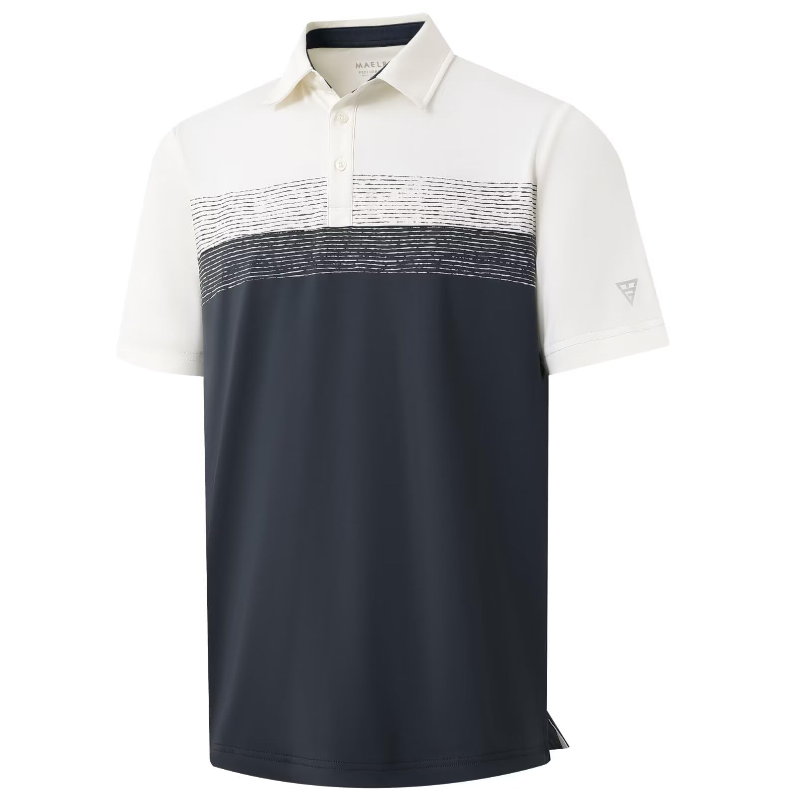 M MAELREG Golf Shirts for Men Dry Fit Performance Chest Print Color Block Moistu