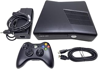 Xbox Microsoft 360 S Slim Console Bundle – Black 4GB System - Includes Controller, and Up to Date HDMI & Power Adaptor – Ready-to-Play Disc Gaming Kit! (Renewed)