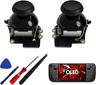 Tighter Hall Effect Joystick for Steam Deck OLED, Electromagnetic Thumbsticks Replacement with Capacitive Touch, Stream Deck Accessories for FPS Games, Pre-Soldered with Joystick Cap (1 Pair)