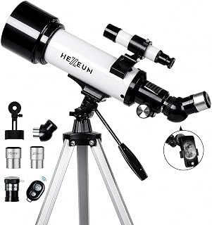 Koolpte Telescope for Kids, 70mm/500mm AZ Refractor for Beginners, White | Portable telescope for kids and beginners to view the Moon and landscapes, with AZ mount, phone adapter, remote and case.