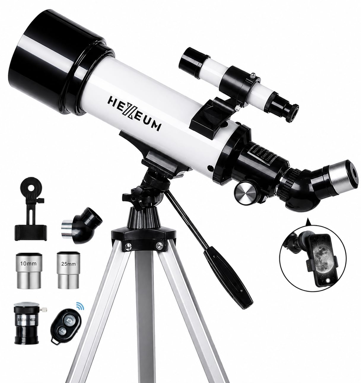 Koolpte Telescope for Kids, 70mm/500mm AZ Refractor for Beginners, White | Porta