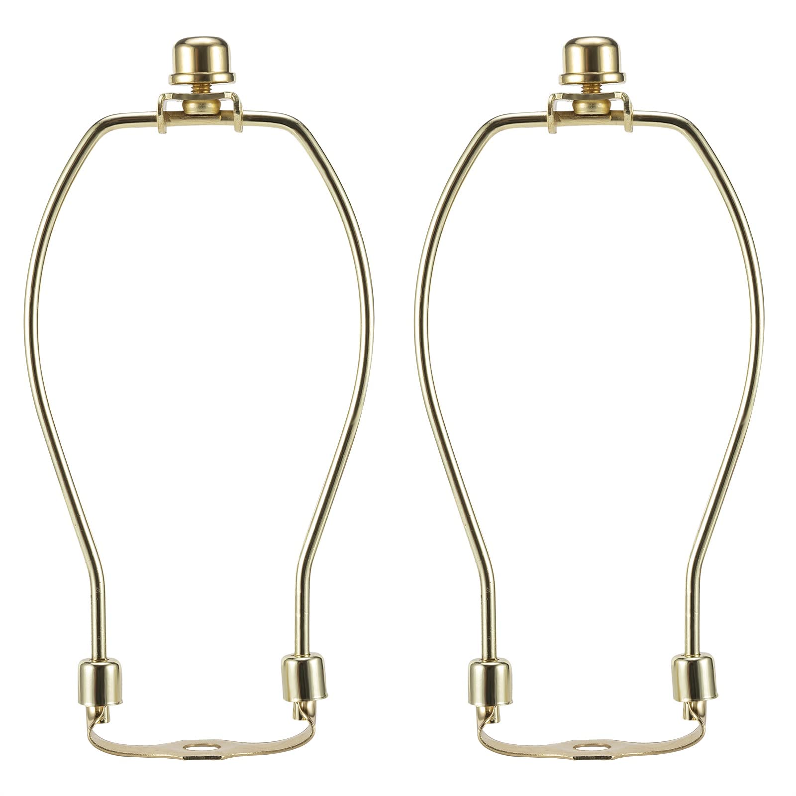 8 Inch Brass Lamp Harp Holder Kits with Finials and Detachable Saddle Bases, Lig
