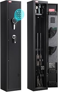 VEVOR Gun Safe, Heavy Duty Cold-Rolled Steel Rifle Cabinet with Digital Keypad & Key, Large Long Gun Cabinet with Magazine and LED Lighting, Adjustable for Rifles, Pistols, Shotgun(Assembly Required)