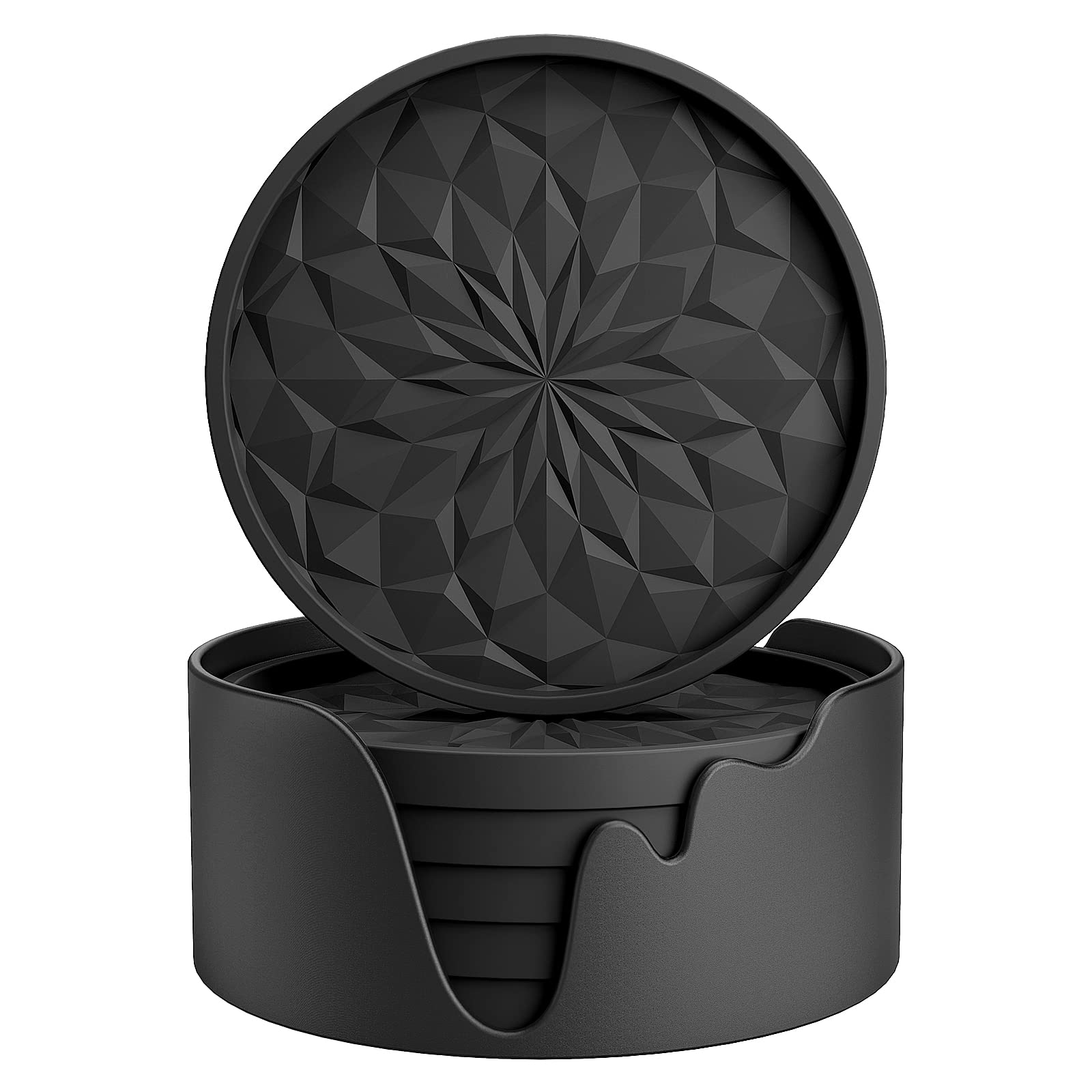 ME.FAN Silicone Coasters with Holder,[6 Pack] Drinking Coasters - Cup Mat for Ho