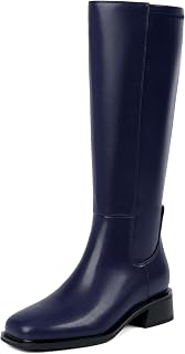 QIY Knee High Boots for Women Low Heel Flat Tall Boots