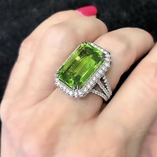Ladies Bright Green Square Cubic Zirconia Ring for Wedding Fashion Jewelry