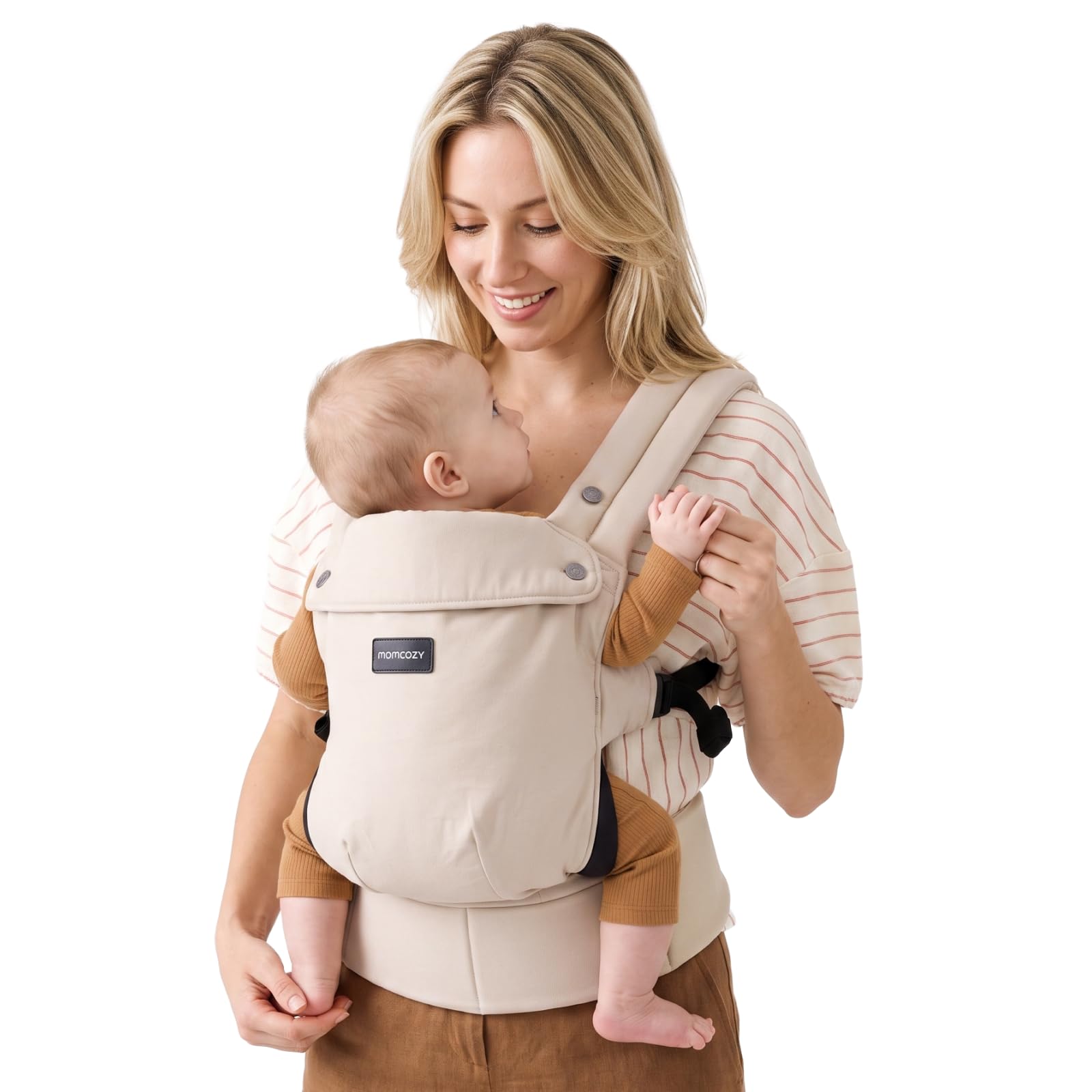Momcozy Baby Carrier for 3-24M/3.2-20kg, Waist 64-127cm, Cotton Khaki | IHDI cer