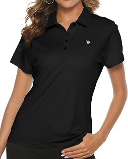 TBMPOY - Polo da golf da donna, leggera, traspirante, a maniche corte, ad asciugatura rapida, 4 bottoni - nero - XS