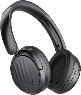 Bluetooth Headphones, Hybrid Active Noise Cancelling Over Ear Headphones | 35H Playtime, HiFi Stereo Foldable wireless Headphones with Foam Ear Cups for Sports, Office, Travel