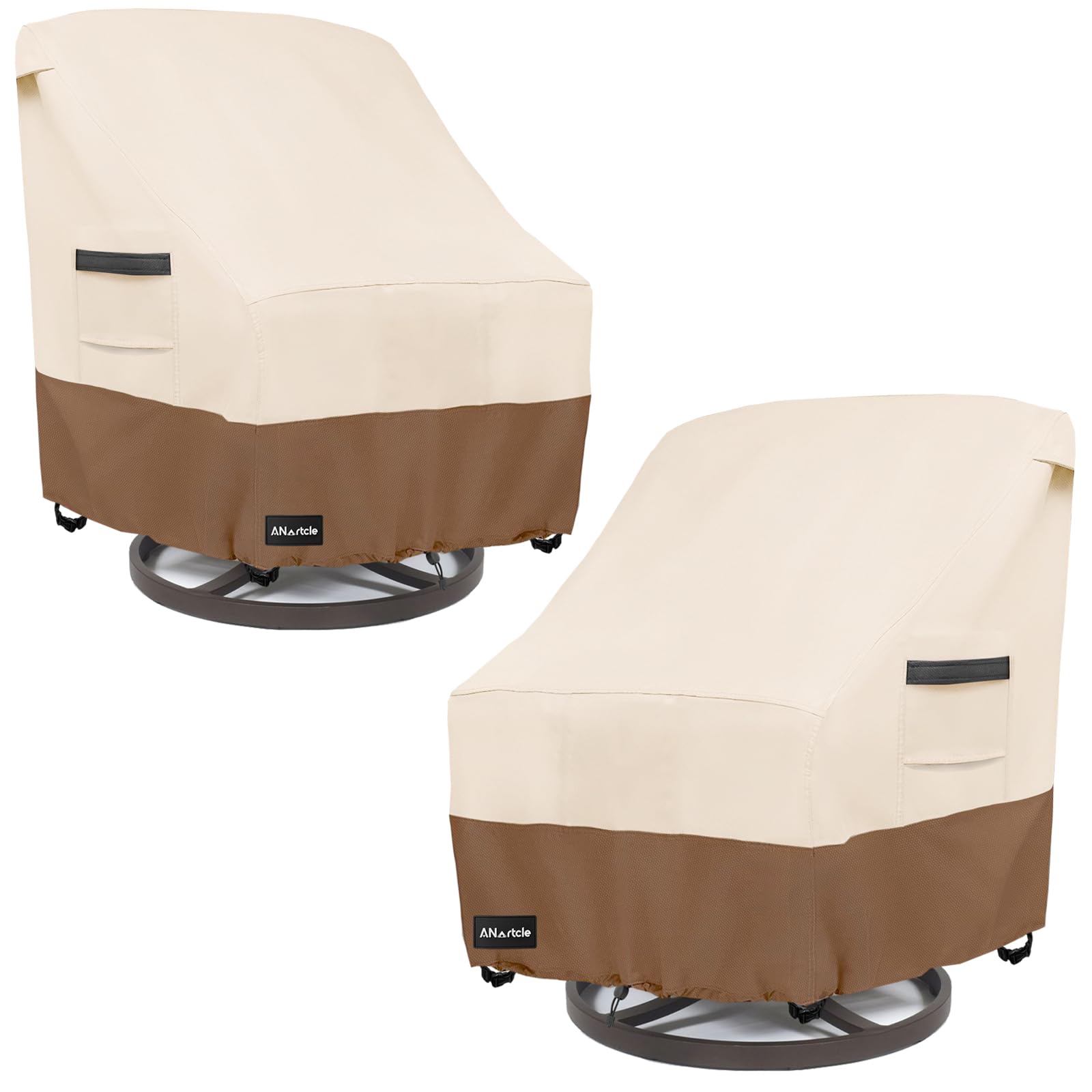 ANartcle Outdoor Swivel Chair Covers 2 Pack,600D Waterproof Heavy Duty Patio Cha