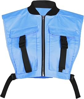 Womens Cropped Cargo Vest Sleeveless Zip Up Bubble Streetwear
