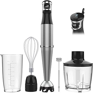 Turelar Immersion Blender Handheld Corded, 1100W 5 in 1 Hand Blender Set | Trigger Variable Speed, Emulsion Stick Mixer with Food Processor, Whisk, Frother, for Soup, Puree, Baby Food, Anti-scratch