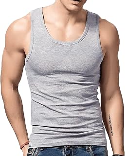 Men's Cotton Tank Tops Vest Gym Workout Bodybuilding Fitness T-Shirt Sleeveless Muscle Shirts