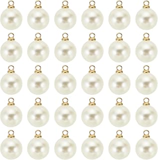 10mm Pearl Charm, 100pcs Pearl Beads Faux Pearl Pendant Charm Beautiful DIY for Jewelry Making Bracelets Earrings Necklace Wedding Crafts, Golden Beige, 0, ABS Plastic, No Gemstone