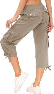 MoFiz Women's Capris with Pockets Loose Fit Casual Capris Pants Capris Pants Elegant Lightweight Loose Hiking