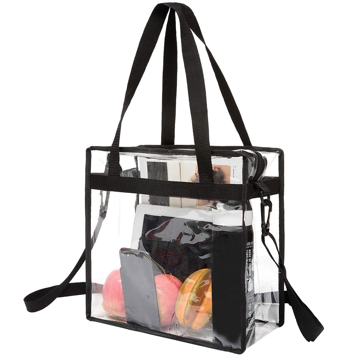BAGAIL Clear Bags 12x6x12 Stadium Approved Clear Tote Bag with Zipper Closure Cr
