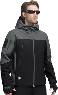 FREE SOLDIER Men's Military Softshell Jackets Outdoor Fleece Lining Windproof Waterproof Hooded Tactical Jackets Warm Multi Pockets for Hunting Hiking